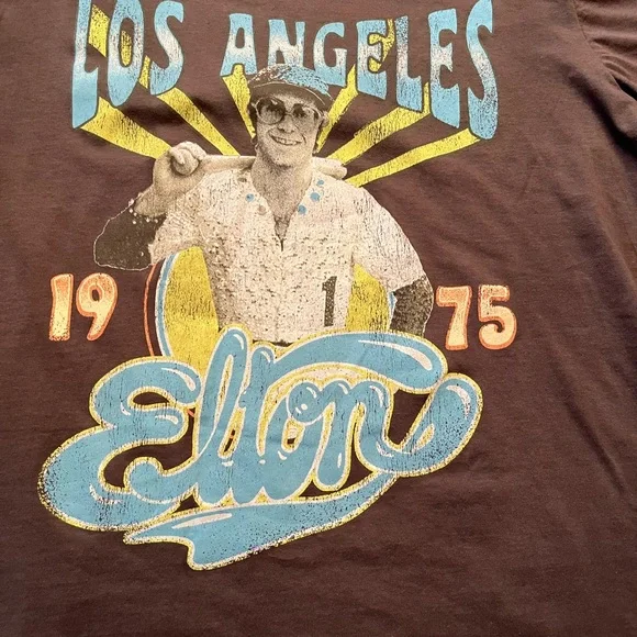 Elton John Los Angeles Dodgers Graphic Tee - Gray NWT 🎤🎹😎 - Picture 1 of 5